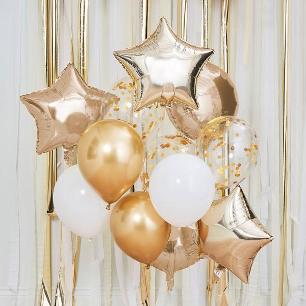 Ballong Mix Gull og Hvit