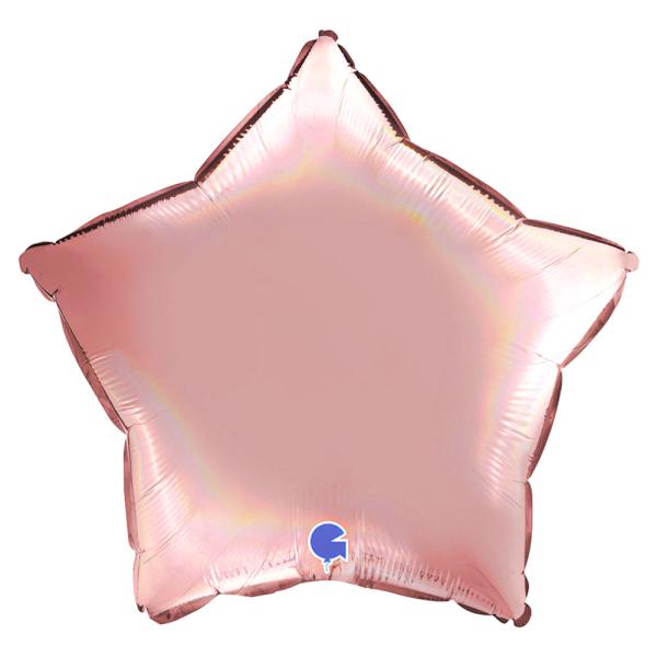 Ballong Stjerne Holografisk Platinum Rosé