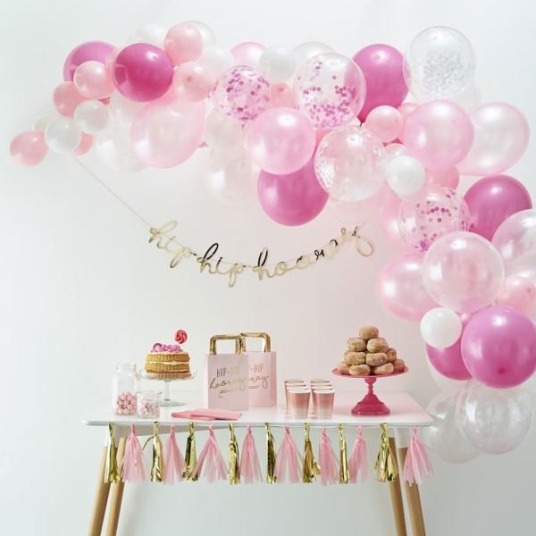 Ballongbue Sett Rosa og Hvitt
