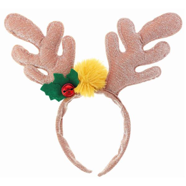 Gullglitrende Julehårbøyle med Reinsdyrhorn