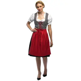 Oktoberfest Tyrolerkjole Hvit/R&oslash;d/Svart