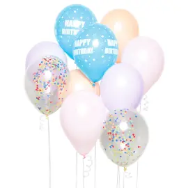 Ballongbukett Sett Happy Birthday Pastell