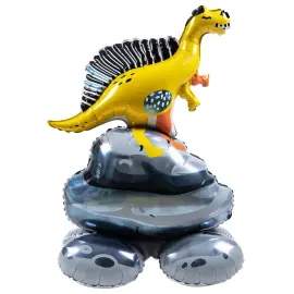 St&aring;ende Folieballong Gul Dinosaur