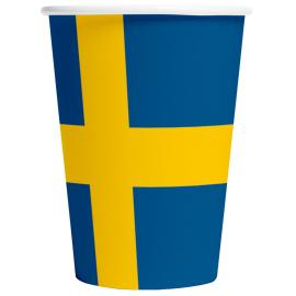 Svenske Flagget Pappkopper 21 cl 8-pakning