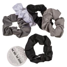 Scrunchie H&aring;rstrikk Gr&aring;/Hvit/Svart