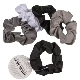 Scrunchie H&aring;rstrikk Gr&aring;/Hvit/Svart