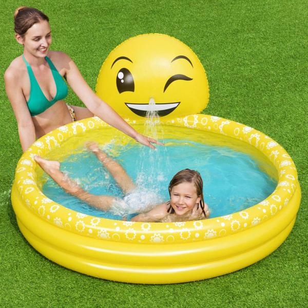 Oppblåsbar Barnebasseng med Sprinkler Smiley