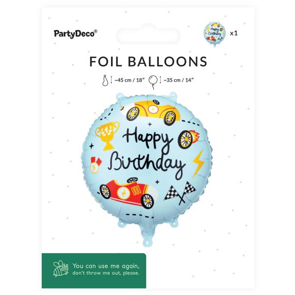 Folieballong Racing Happy Birthday 35 cm