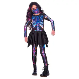 Neon Skeleton Girl Kostyme Barn