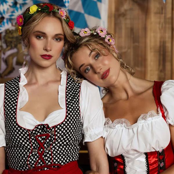 Oktoberfest Tyrolerkjole Hvit/Rød/Svart