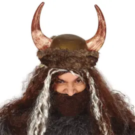 Vikinghjelm med Horn og Pelskant