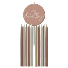 Kakelys Happy Birthday Kremrosa/Grønn/Kremgul 11-pakning