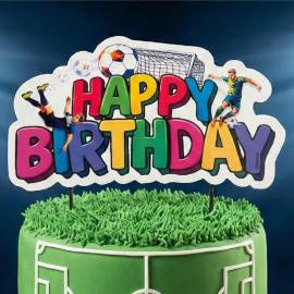 Happy Birthday Cake Topper Fotball 16,5 cm