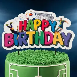 Happy Birthday Cake Topper Fotball 16,5 cm
