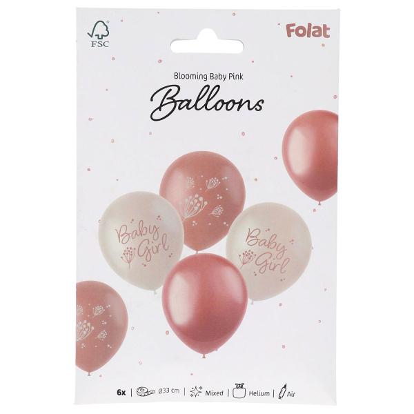 Latexballonger Baby Girl Mix 6-pakning
