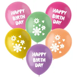 Latexballonger Happy Birthday Boho Girlz 6-pakning
