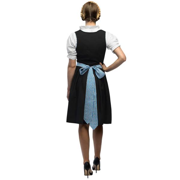 Oktoberfest Tyrolerkjole Blå/Svart/Hvit