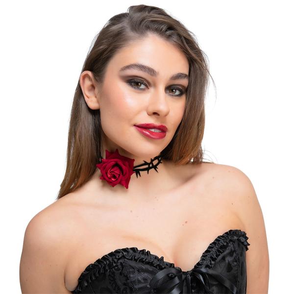 Choker Rød Rose & Torner