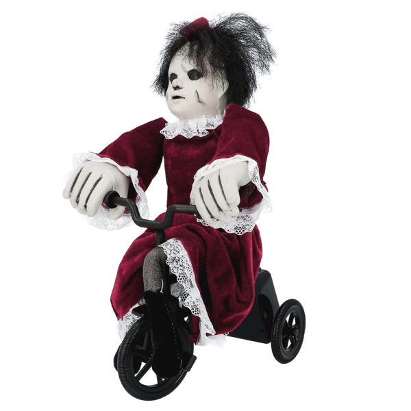 Bevegelig Halloween Dukke på Sykkel med Lyd