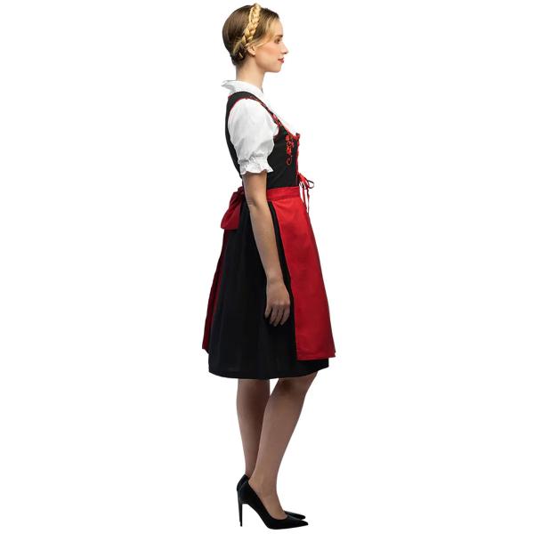 Oktoberfest Tyrolerkjole Rød/Svart/Hvit