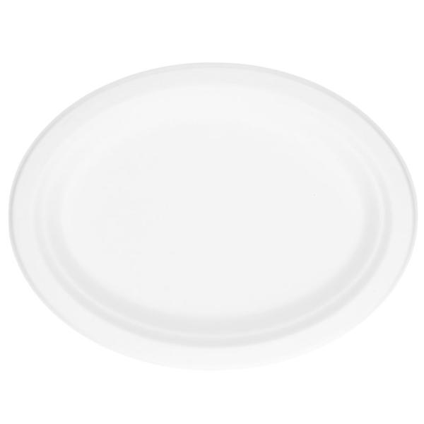 Bagasse Ovale Tallerkener Hvit 26 cm 50-pakning