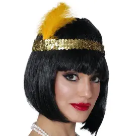 Charleston Hårbånd med Fjær Gull