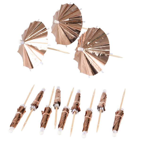 Partypicks Drinkparaply Metallic Lysrosa 10 cm 10-pakning