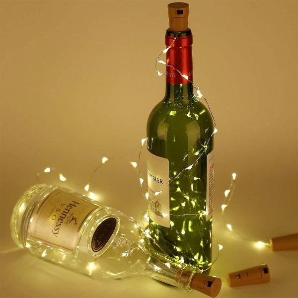 Flaskebelysning Kork med LED-lysslynge