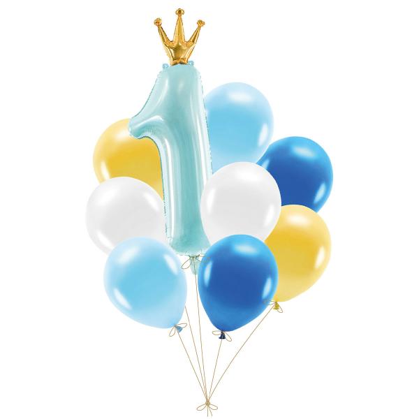 Ballongsett 1 år Blå 9-pakning