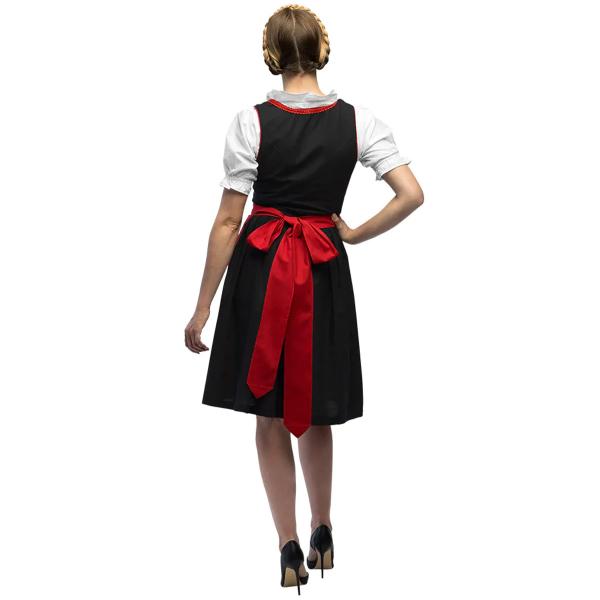 Oktoberfest Tyrolerkjole Rød/Svart/Hvit