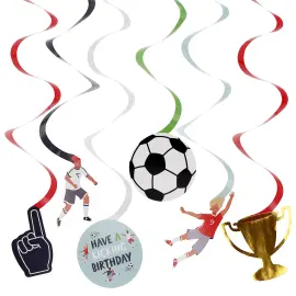 Hengende Swirls Fotballbursdag 6-pakning