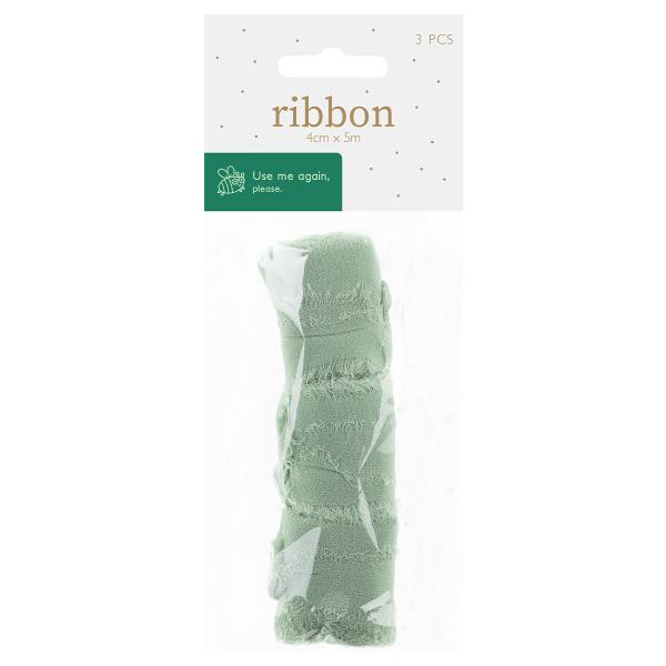 Chiffonbånd Pistasjgrønn 40 mm 3-pakning