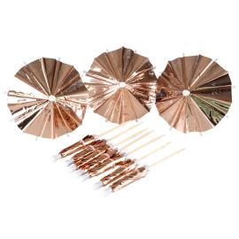 Partypicks Drinkparaply Metallic Lysrosa 10 cm 10-pakning