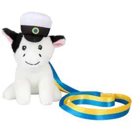 Studentbamse Ku Svart/Hvit 14 cm