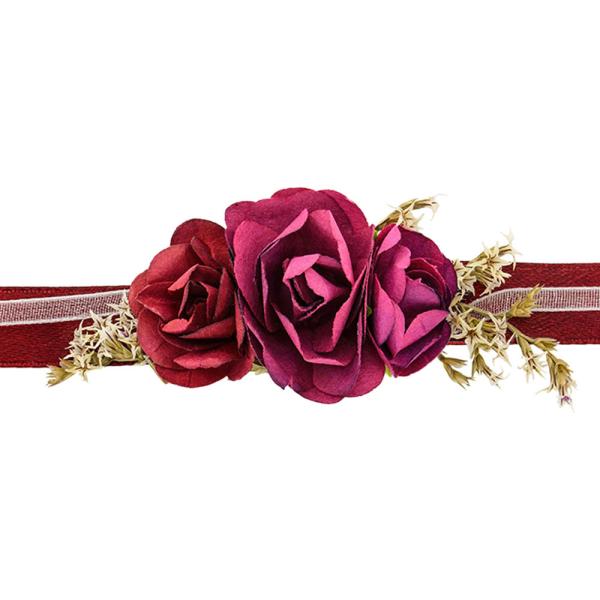Blomsterarmbånd Mørkerødt