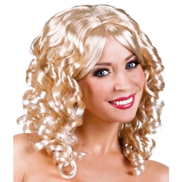 Krøllete Cocktail Parykk Blond