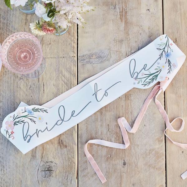 Bride To Be Ordensbånd med Blomster