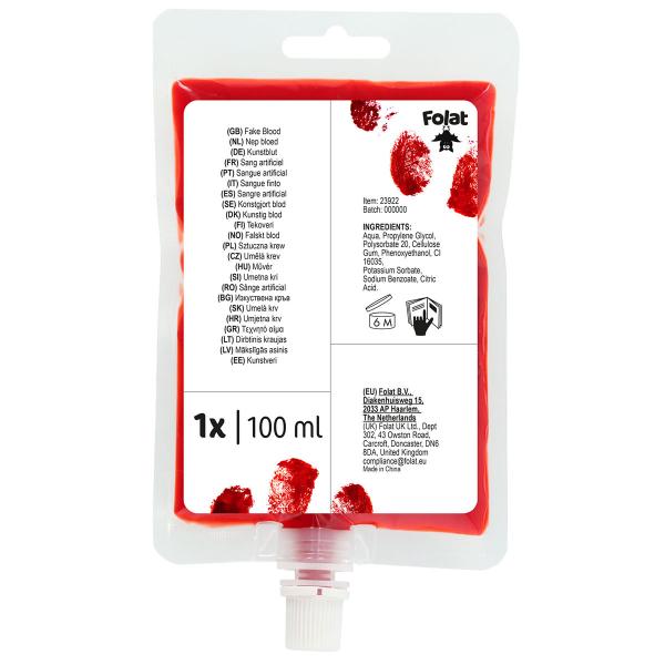 Falsk Blod i Blodpose 100 ml for Ansikt/Kropp