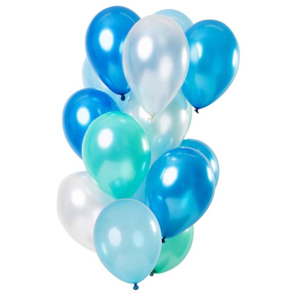 Blue Azure Metallic Latexballonger Mix