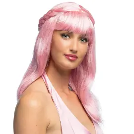 Lyserosa Parykk med Fletter