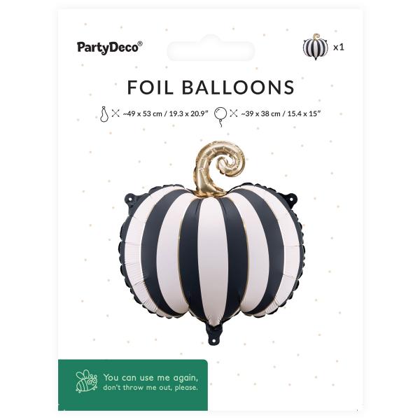 Folieballong Stripete Gresskar Svart og Hvit