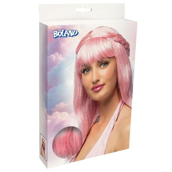 Lyserosa Parykk med Fletter