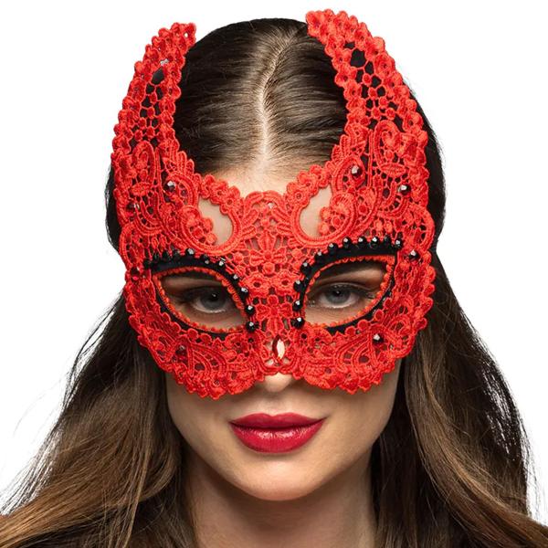 Blonder Djevelmaske Rød