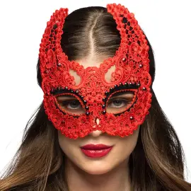 Blonder Djevelmaske Rød