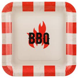 Firkantede Papptallerkener BBQ 6-pakning