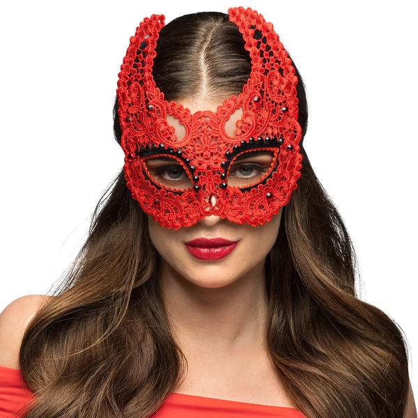 Blonder Djevelmaske Rød