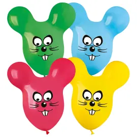 Figurballonger Mus Fargemix Matt 65 cm 4-pakning