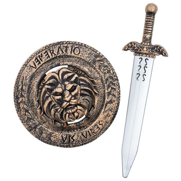 Gladiator Sverd & Skjold med Løvemotiv
