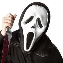 Skrekkmaske med Hette Hvit/Svart
