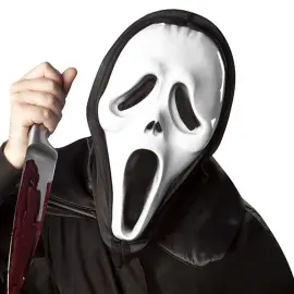 Skrekkmaske med Hette Hvit/Svart